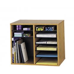 Safco Wood Literature Organiser 12 Compartment Medium Oak 9420MO