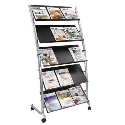 Alba Mobile Display 5 Shelves 15 Views A4 Black and Silver Grey