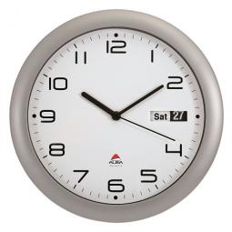 Alba Silent Horday Quartz Wall Clock With Date Silver Grey