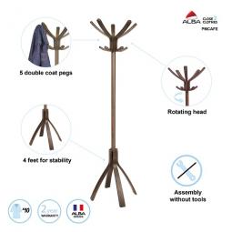 Alba Coat Stand Cafe 10 Pegs Dark Wood