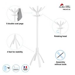 Alba Coat stand Cafe 10 Pegs White Wood