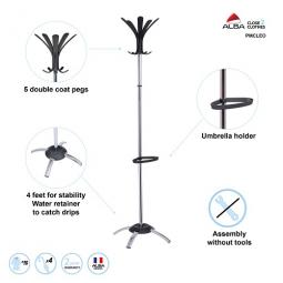 Alba Coat Stand Cleo 10 Pegs Chrome