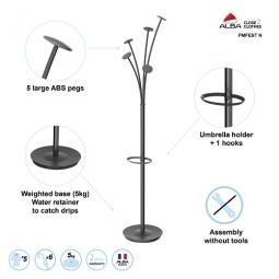 Alba Coat Stand Festival 5 Pegs Black