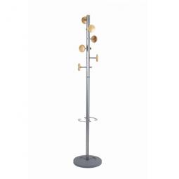 Alba Coat Stand Music 6 Pegs Wood and Silver Grey