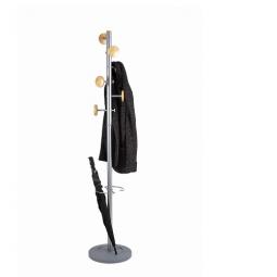 Alba Coat Stand Music 6 Pegs Wood and Silver Grey