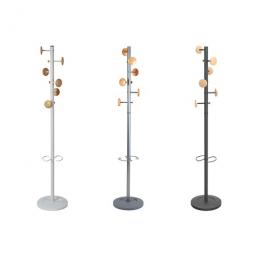 Alba Coat Stand Music 6 Pegs Wood and Silver Grey