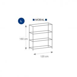 Alba Storage Shelf Mobile 4 Levels Chrome Large