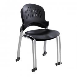 Safco Stacking Chair with Castors Black 2 pack 3385BL