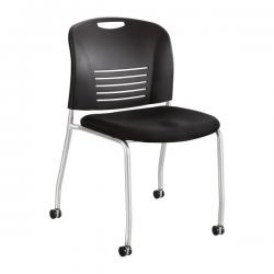 Safco Stack Chair, Straight Leg with Casters, Black , 2 pack 4291BL